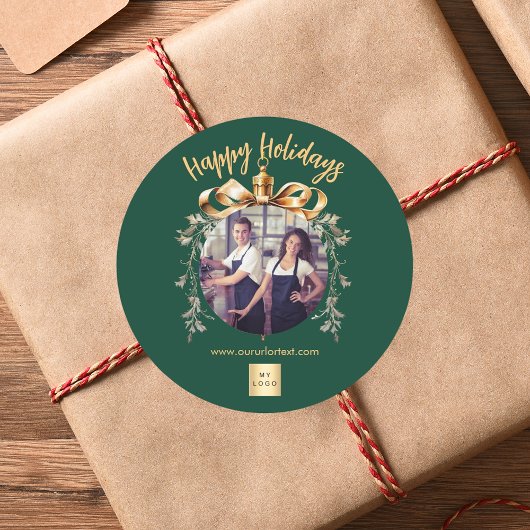 Foto-Logo für das Weihnachtsgrün-Bauble Runder Aufkleber