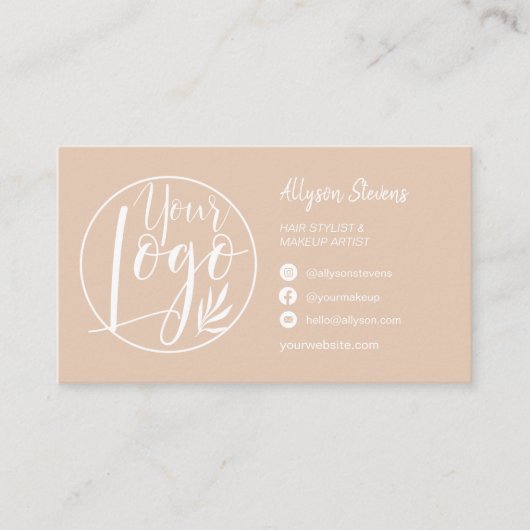Foto-Logo für einfaches, hellbraunes Korallenhaar Visitenkarte (Vorderseite)