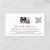 Foto-Logo für Event-Planer-Couch QrCode Weiß Visitenkarte (Rückseite)