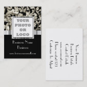 Foto-Logo für Schwarz-Weiß-Damast Visitenkarte (Vorne/Hinten)