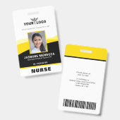 Foto-Logo Gelbe schwarze Vorlage Firmenname-ID Ausweis (Front & Back)