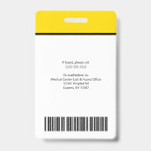 Foto-Logo Gelbe schwarze Vorlage Firmenname-ID Ausweis (Back)