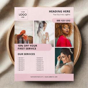 Foto-Logo-Geschäftsmarketing Rosa Flyer