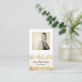 *~* Foto Logo Gold Glitzer White Girly Chic Visitenkarte (Stehend Vorderseite)