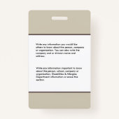 Foto-Logo-ID des Lehrers Ausweis (Rückseite)