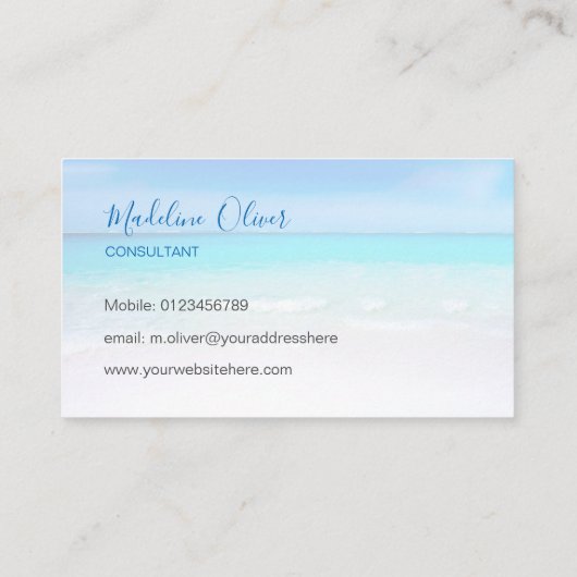 Foto Logo Ocean Beach Travel Blue Visitenkarte (Rückseite)