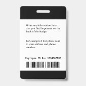 Foto-Logo-Presseerklärung für Mitarbeiter-Namen -  Ausweis (Back)