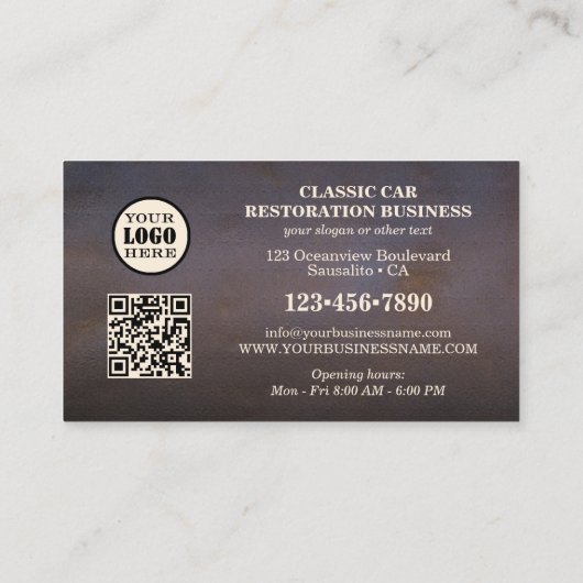 Foto-Logo QR-Code Classic Car Visitenkarte (Rückseite)