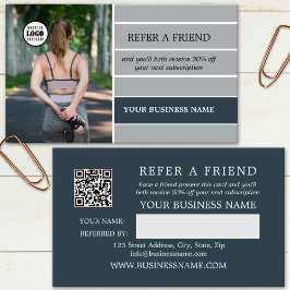 Foto-Logo QR-Code grau gestrichen Empfehlungskarte