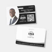 Foto-Logo QR-Code Mitarbeiter Schwarz und Weiß Ausweis (Vorder- & Rückseite)