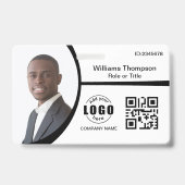 Foto-Logo QR-Code Mitarbeiter Schwarz und Weiß Ausweis (Vorderseite)