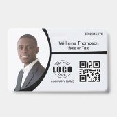 Foto-Logo QR-Code Mitarbeiter Schwarz und Weiß Ausweis (Vorderseite)
