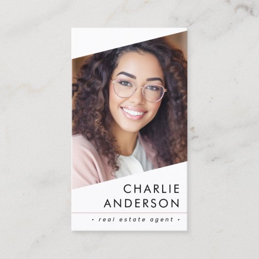 Foto-Logo QR-Code modern weiß beruflich Visitenkarte (Vorderseite)