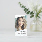 Foto-Logo QR-Code modern weiß beruflich Visitenkarte (Stehend Vorderseite)