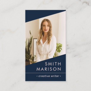 Foto-Logo QR-Code Modernblau beruflich Visitenkarte