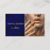 Foto-Logo QR-Code Modernblau beruflich Visitenkarte (Vorderseite)