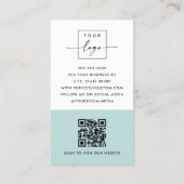 Foto-Logo QR-Code moderner Aqua-Blau Visitenkarte (Rückseite)