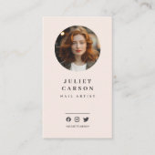 Foto Logo QR Code Social Media Blindfarben Rosa Visitenkarte (Vorderseite)