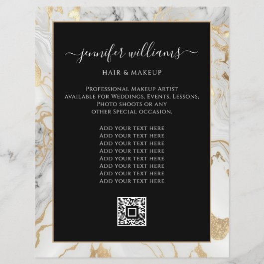 Foto-Logo QR-Code Werbung Gold Modernes Marmor Flyer (Hinten)