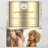 Foto-Logo QR-Code Werbung Gold Modernes Marmor Flyer (Vorne)