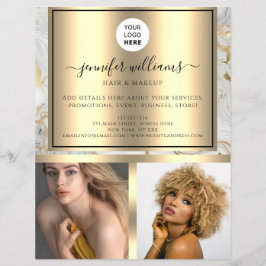 Foto-Logo QR-Code Werbung Gold Modernes Marmor Flyer