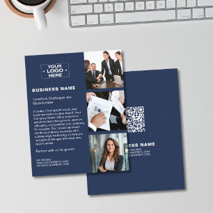 Foto-Logo QR Modernes, blaues Unternehmen Flyer