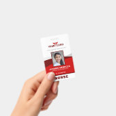 Foto Logo Red Template Employee Name Nurse ID Ausweis (Handheld)