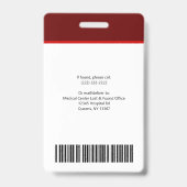 Foto Logo Red Template Employee Name Nurse ID Ausweis (Back)