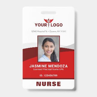 Foto Logo Red Template Employee Name Nurse ID Ausweis