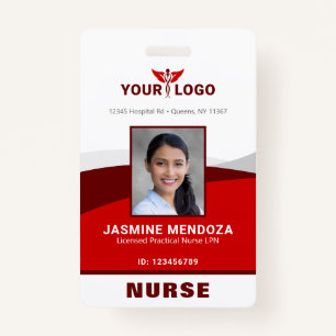 Foto Logo Red Template Employee Name Nurse ID Ausweis