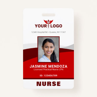 Foto Logo Red Template Employee Name Nurse ID Ausweis