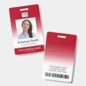 Foto-Logo Roter Farbverlauf Modernes Mitarbeiter-I Ausweis (Vorder- & Rückseite)