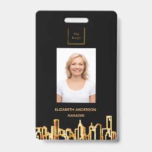 Foto Logo Schwarz Gold City Skyline Real Anwesen Ausweis