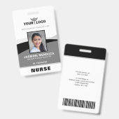 Foto Logo Schwarz Graue Vorlage Firmenname-ID Ausweis (Vorder- & Rückseite)