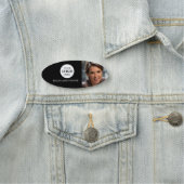 Foto-Logo Schwarz-weiß Einfach Oval Namensschild (Beispiel)