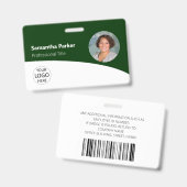 Foto, Logo, Strichcode-Abzeichen für grüne Mitarbe Ausweis (Front & Back)