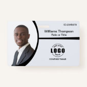 Foto Logo Strichcode Mitarbeiter Schwarz und Weiß Ausweis (Vorderseite)