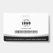 Foto Logo Strichcode Mitarbeiter Schwarz und Weiß Ausweis (Rückseite)