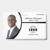 Foto Logo Strichcode Mitarbeiter Schwarz und Weiß Ausweis (Vorderseite)