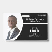 Foto Logo Strichcode Mitarbeiter Schwarz und Weiß Ausweis (Vorderseite)