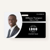 Foto Logo Strichcode Mitarbeiter Schwarz und Weiß Ausweis (Vorderseite)