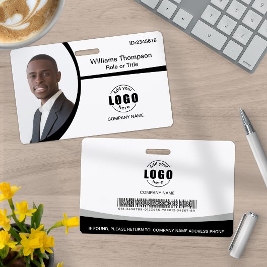 Foto Logo Strichcode Mitarbeiter Schwarz und Weiß Ausweis