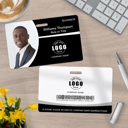 Foto Logo Strichcode Mitarbeiter Schwarz und Weiß Ausweis