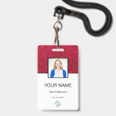 Foto-Logo-Typografie Barcode Roter Name-ID Ausweis (Vorderseite mit Lanyard)