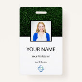 Foto-Logo-Typografie Strichcode Grün Ausweis (Vorderseite)