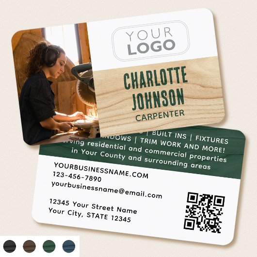 Foto-Logo von Carpenter Rustikal, grün von Holz Visitenkarte