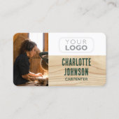 Foto-Logo von Carpenter Rustikal, grün von Holz Visitenkarte (Vorderseite)