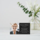 Foto-Logo weiß, dünner Rand elegant schwarz Visitenkarte (Stehend Vorderseite)