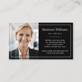 Foto-Logo weiß, dünner Rand elegant schwarz Visitenkarte (Vorderseite)