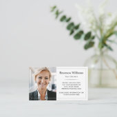 Foto-Logo weiß, dünner Rand elegant weiß Visitenkarte (Stehend Vorderseite)